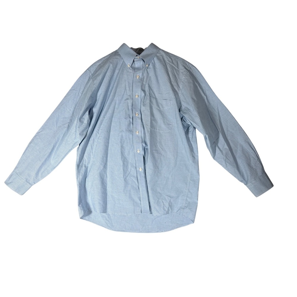 Jos. A. Bank Traveler's Collection Blue Gingham Cotton Button Down Shirt Mens L